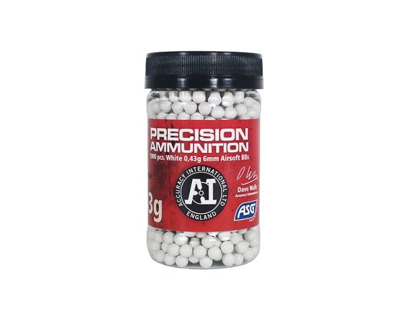 ASG Accuracy International Heavy BBs 0,43g, 1000 BBs - White ASG Accuracy International Heavy BBs 0,43g, 1000 BBs - White