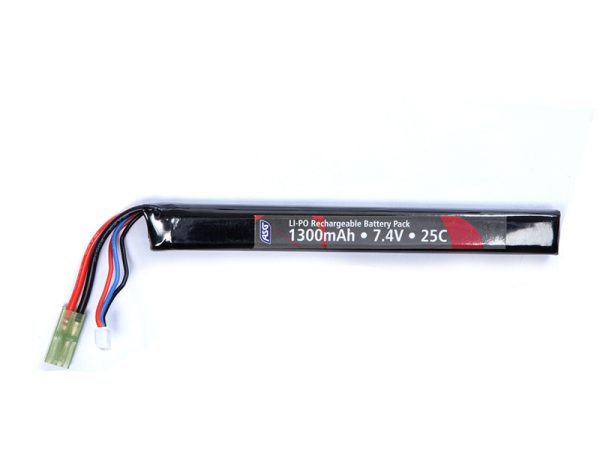 ASG Li-Pol Batery 7.4V 1300mAh, 25C, Tamiya - Stick ASG Li-Pol Batery 7.4V 1300mAh, 25C, Tamiya - Stick