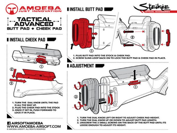 Tactical Advanced Butt pad + cheek pad for Amoeba Striker AS01/02, Dark Earth