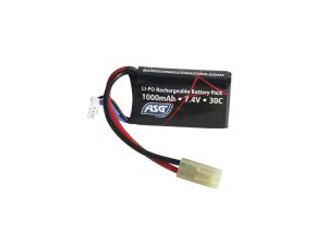 ASG Li-Pol Battery 7,4V 1000mAh, 30C, Tamiya - PEQ (mini block)