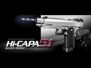 TM AAA Hi-Capa 5.1 Blowback (EBB) Battery Pistol - Silver TM AAA Hi-Capa 5.1 Blowback (EBB) Battery Pistol - Silver