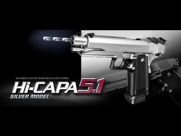 TM AAA Hi-Capa 5.1 Blowback (EBB) Battery Pistol - Silver TM AAA Hi-Capa 5.1 Blowback (EBB) Battery Pistol - Silver