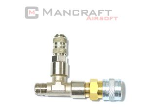 MANCRAFT HPA 3-WAY Adapter with QD US and MICRO QD 4 mm Plug - G1/8 Thread MANCRAFT HPA 3-WAY Adapter with QD US and MICRO QD 4 mm Plug - G1/8 Thread