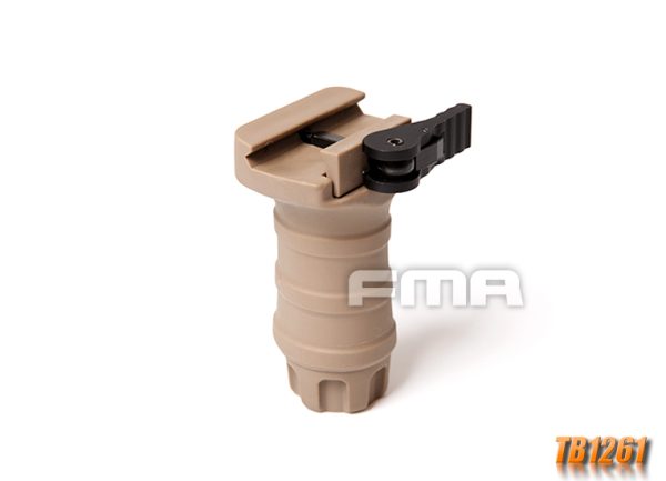 FMA Short Vertical STUBBY Grip with QD RIS Rail Mount - Tan FMA Short Vertical STUBBY Grip with QD RIS Rail Mount - Tan