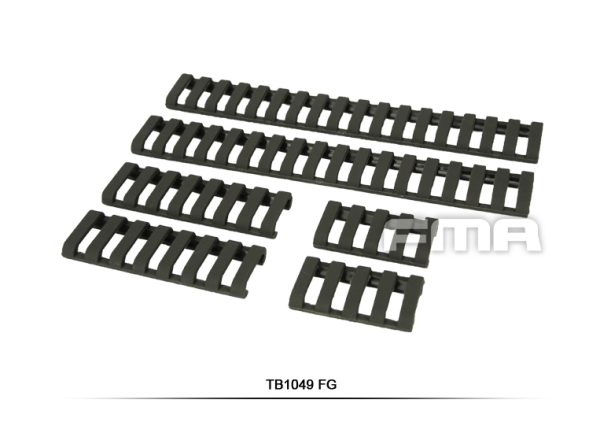 FMA Rubber Ladder Z70 RIS Rail Cover, 6 Pieces - Ranger Green