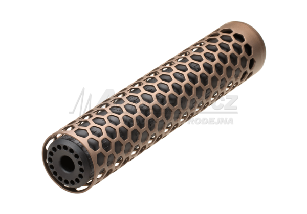 AA Aluminum Suppressor HIVE T10 255x50 mm, 14- mm CCW - Tan AA Aluminum Suppressor HIVE T10 255x50 mm, 14- mm CCW - Tan
