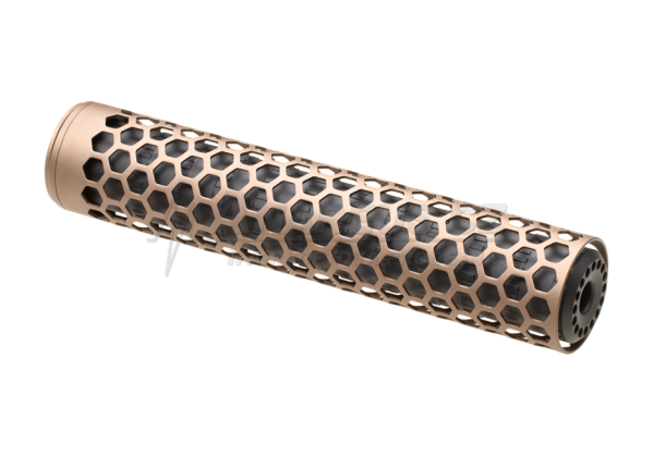 AA Aluminum Suppressor HIVE T10 255x50 mm, 14- mm CCW - Tan AA Aluminum Suppressor HIVE T10 255x50 mm, 14- mm CCW - Tan
