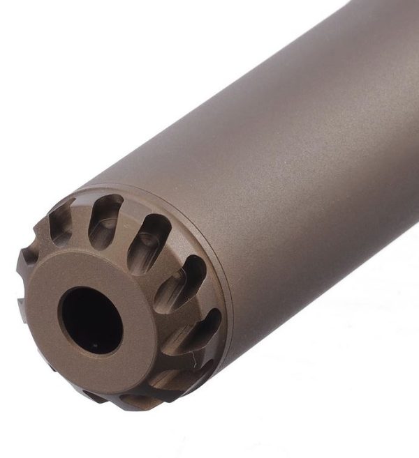 AA Aluminum Silencer AAP 169x35 mm, 14- mm CCW - Tan AA Aluminum Silencer AAP 169x35 mm, 14- mm CCW - Tan