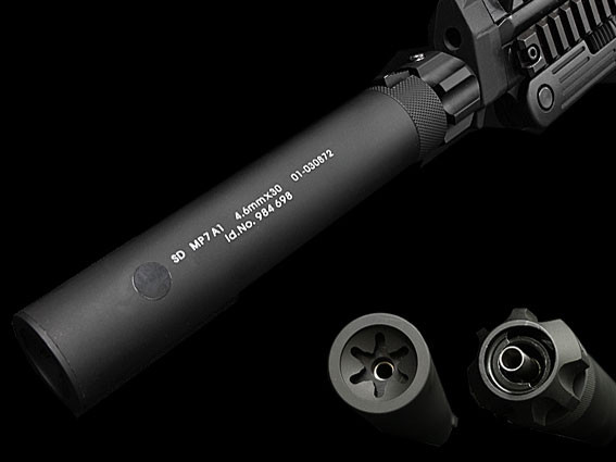Angry Gun QD Power-Up Silencer for WE SMG-8 (MP7) GBB, 12- mm (CCW) - Black