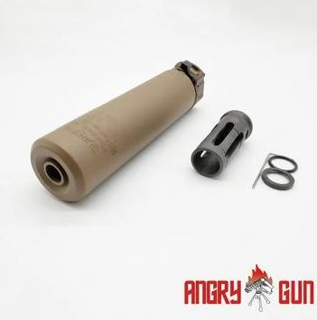 Angry Gun QD SOCOM416 Silencer (Full Markings), 14- mm (CCW) - Tan