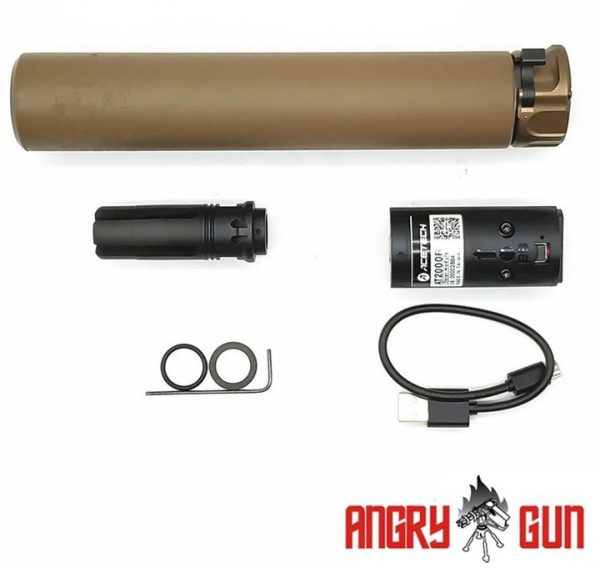 Angry Gun QD SOCOM762 Silencer (Full Markings) with Tracer unit, 14- mm (CCW) - Tan Angry Gun QD SOCOM762 Silencer (Full Markings) with Tracer unit, 14- mm (CCW) - Tan