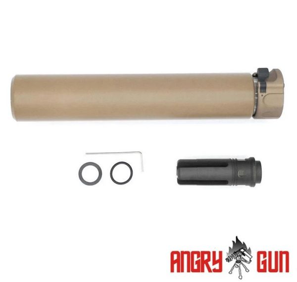 Angry Gun QD SOCOM762 Silencer (Full Markings), 14- mm (CCW) - Tan