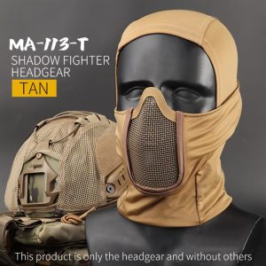 Shadow Balaclava with Steel Half Fighter Face Mask ( TAN ) Shadow Balaclava with Steel Half Fighter Face Mask ( TAN )