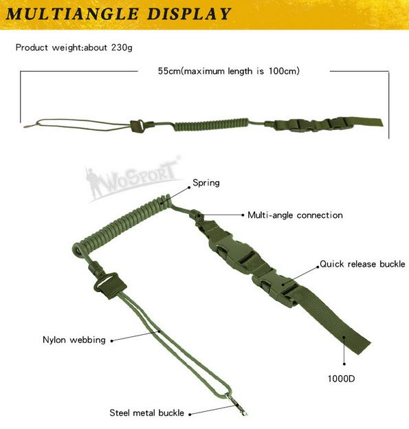 Pistol Lanyard elastic string SL29, TAN
