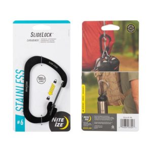 SLIDELOCK® CARABINER STAINLESS STEEL, black - size 6 SLIDELOCK® CARABINER STAINLESS STEEL, black - size 6