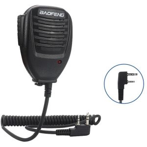 External Speaker with Mic for Baofeng Radios, Kenwood 2-pin - Black External Speaker with Mic for Baofeng Radios, Kenwood 2-pin - Black