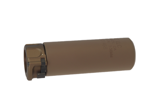 Angry Gun QD Mini SOCOM556 Silencer (Full Markings), 14- mm (CCW) - Tan
