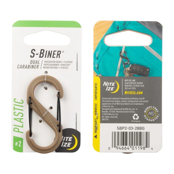 S-BINER® PLASTIC DUAL CARABINER, coyote - size 2 S-BINER® PLASTIC DUAL CARABINER, coyote - size 2
