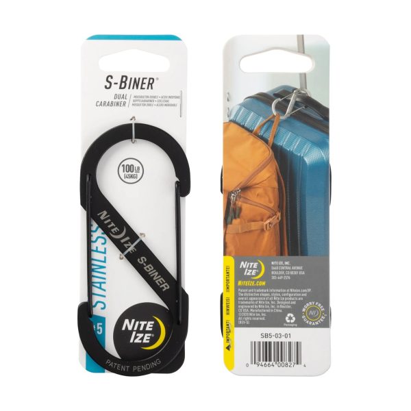 S-Biner® Stainless Steel Dual Carabiner, black - size 5 S-Biner® Stainless Steel Dual Carabiner, black - size 5