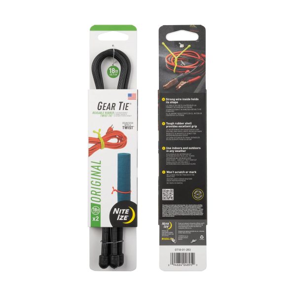 GEAR TIE® REUSABLE RUBBER TWIST TIE™ (2pcs), Black - length 18" GEAR TIE® REUSABLE RUBBER TWIST TIE™ (2pcs), Black - length 18"