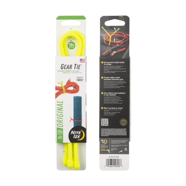 GEAR TIE® REUSABLE RUBBER TWIST TIE™ (2pcs), Yellow NEON - length 18" GEAR TIE® REUSABLE RUBBER TWIST TIE™ (2pcs), Yellow NEON - length 18"