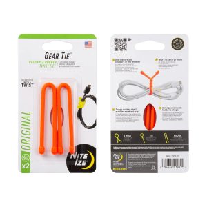GEAR TIE® REUSABLE RUBBER TWIST TIE™ (2pcs), Orange - length 6" GEAR TIE® REUSABLE RUBBER TWIST TIE™ (2pcs), Orange - length 6"