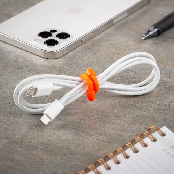GEAR TIE® REUSABLE RUBBER TWIST TIE™ (2pcs), Orange - length 6"