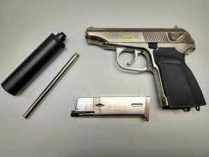 WE GBB Pistol Makarov with Silencer - Silver (Nickel)