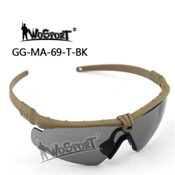 WST Shooting Glasses MA-69, Smoke Visor – Tan