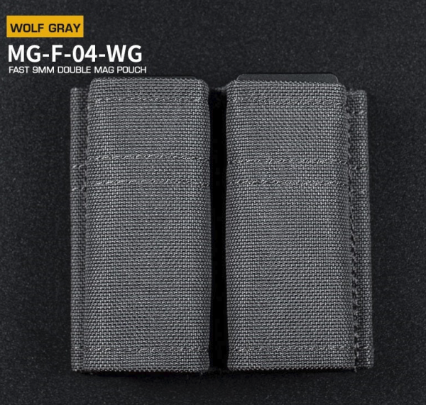 WST FAST Type 9mm Pistol Magazine MOLLE Double Pouch – Grey WST FAST Type 9mm Pistol Magazine MOLLE Double Pouch – Grey