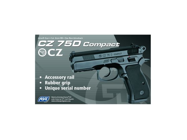 ASG CZ 75D Compact GNB Pistol (Fixed Slide) - Black ASG CZ 75D Compact GNB Pistol (Fixed Slide) - Black