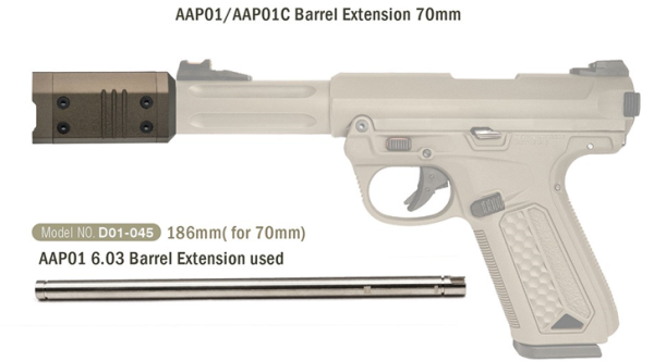 AA CNC Barrel Extension Silencer AAP01 / AAP-01C (70 mm) - Black AA CNC Barrel Extension Silencer AAP01 / AAP-01C (70 mm) - Black