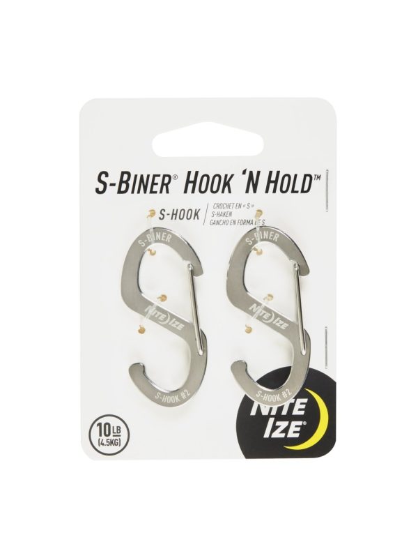 S-Biner® Hook 'N Hold™ Carabiner, Small - Silver (2 pcs) S-Biner® Hook 'N Hold™ Carabiner, Small - Silver (2 pcs)