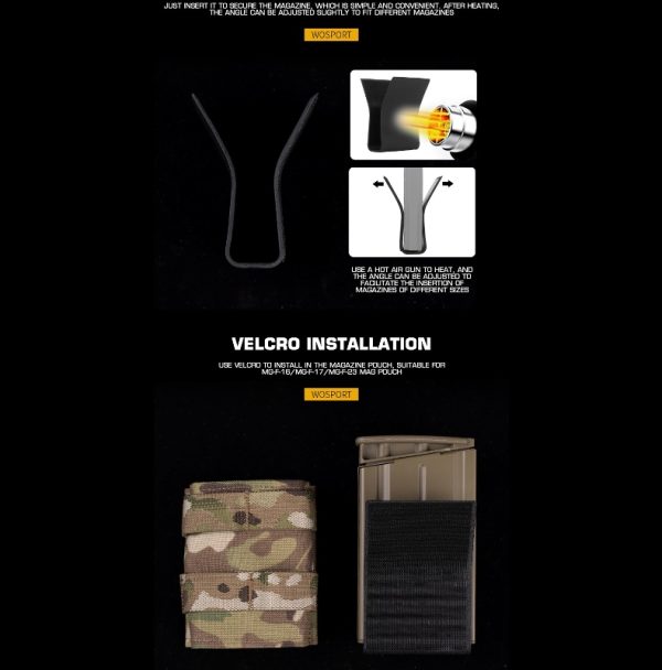 WST Kydex Insert for 7.62 Magazine Pouch, Medium – Black