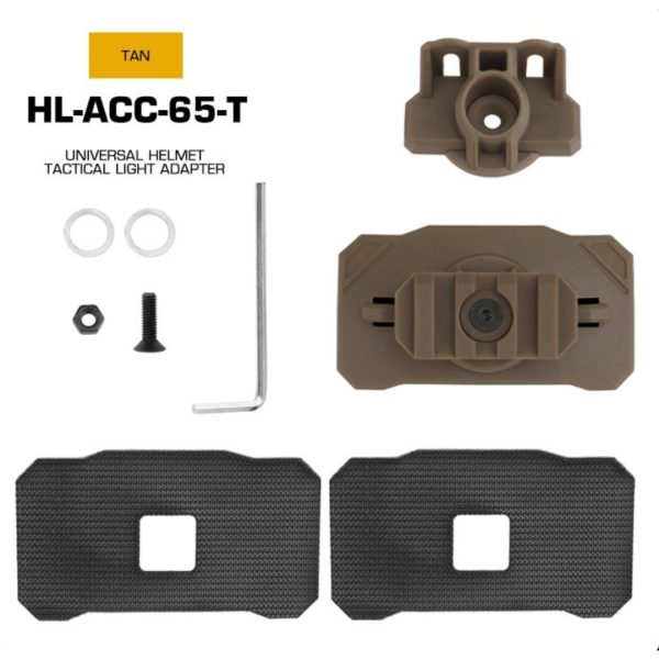 WST Universal Helmet Tactical Light Adapter, VELCRO Mount – Tan