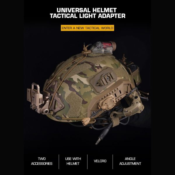 WST Universal Helmet Tactical Light Adapter, VELCRO Mount – Black