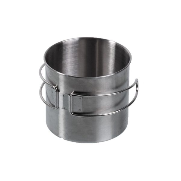 MIL-TEC Stainless Steel Mug with Folding Handle, 600 ml - Silver