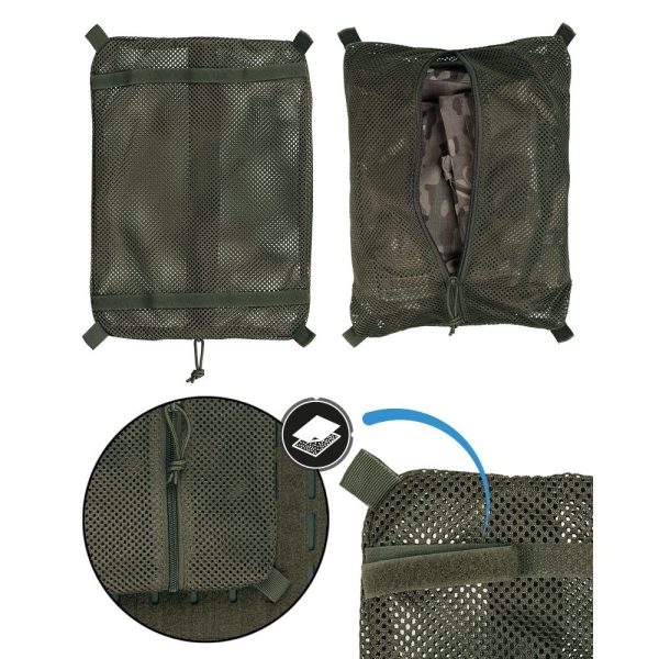 MIL-TEC Mesh VELCRO Pocket / Backpack Rrganizer, Large - Green