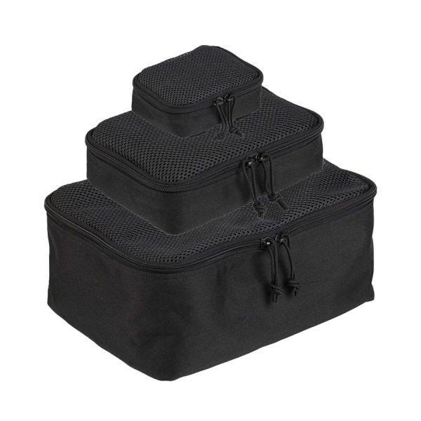 MIL-TEC Set of MOLLE Zippered Pouches with Mesh, 3 Pieces - Black MIL-TEC Set of MOLLE Zippered Pouches with Mesh, 3 Pieces - Black
