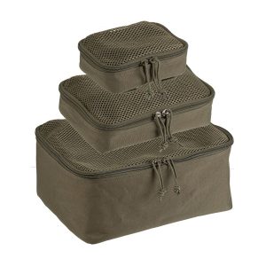 MIL-TEC Set of MOLLE Zippered Pouches with Mesh, 3 Pieces - Green MIL-TEC Set of MOLLE Zippered Pouches with Mesh, 3 Pieces - Green