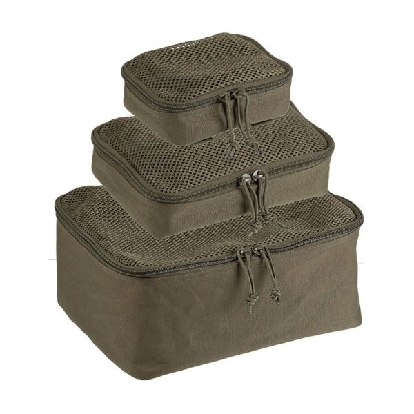 MIL-TEC Set of MOLLE Zippered Pouches with Mesh, 3 Pieces - Green MIL-TEC Set of MOLLE Zippered Pouches with Mesh, 3 Pieces - Green