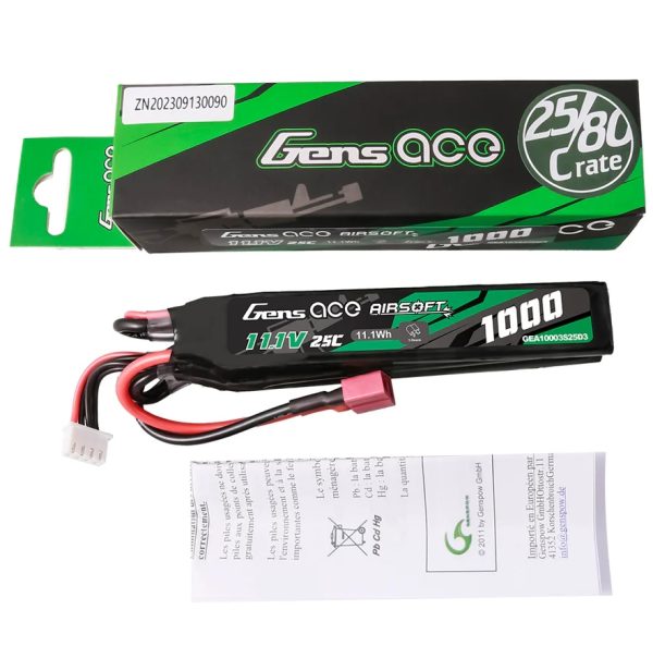 Gens ACE Li-Pol Battery 11.1V 1000mAh, 25C, T-Dean - Crane