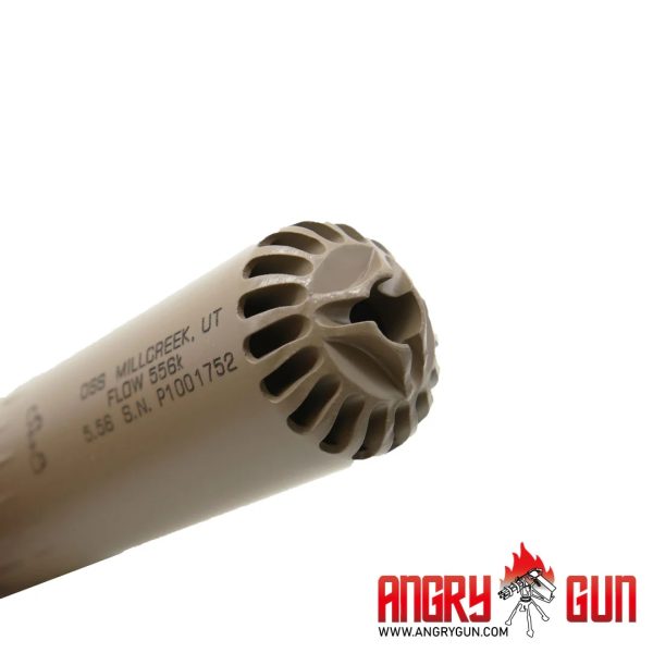 Angry Gun FLOW 556K 3D Printed Steel Suppressor - Tan Angry Gun FLOW 556K 3D Printed Steel Suppressor - Tan