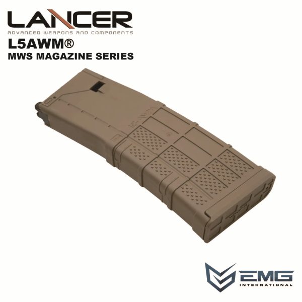 Angry Gun Lancer L5AWM V2 Gas Magazine for TM MWS, 35 BBs - Tan Angry Gun Lancer L5AWM V2 Gas Magazine for TM MWS, 35 BBs - Tan