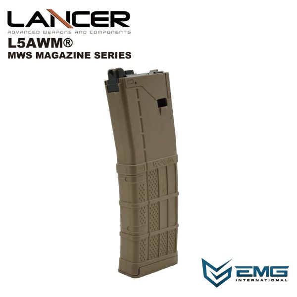 Angry Gun Lancer L5AWM V2 Gas Magazine for TM MWS, 35 BBs - Tan Angry Gun Lancer L5AWM V2 Gas Magazine for TM MWS, 35 BBs - Tan
