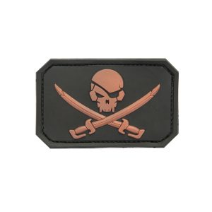 3D PVC PIRATE SKULL Patch - Black / Tan 3D PVC PIRATE SKULL Patch - Black / Tan