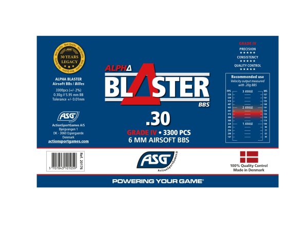 ASG ALPHA Blaster BBs 0,30g, 3300 BBs - White ASG ALPHA Blaster BBs 0,30g, 3300 BBs - White