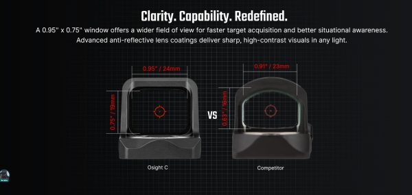 OLIGHT OSIGHT C Red Dot Sight, RMR Footprint - Black OLIGHT OSIGHT C Red Dot Sight, RMR Footprint - Black