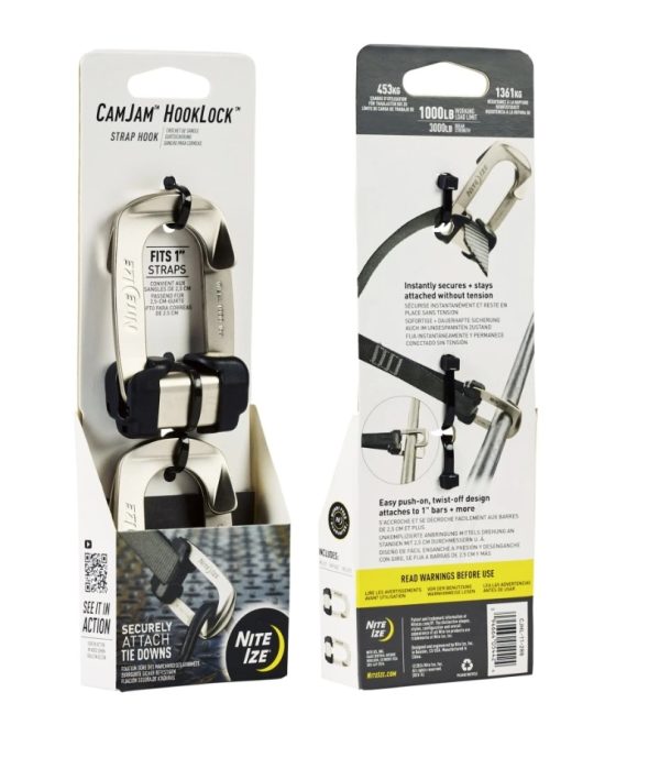 NITE IZE CamJam™ HookLock™ Strap Hook (2-Pack) - Silver NITE IZE CamJam™ HookLock™ Strap Hook (2-Pack) - Silver
