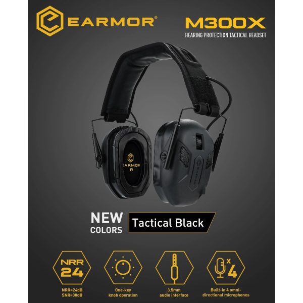 EARMOR M300X Electronic Hearing Protector - Black EARMOR M300X Electronic Hearing Protector - Black